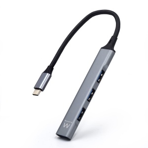 Hub USB C Ewent EW1145, hub de date ultra subtire cu 4 porturi cu 3 porturi USB A 2.0, 1 port USB A 3.2, hub subtire de tip A pentru Macbook Pro/Air, laptop, PS5/PS4 si Mac OS, Windows, Android Aluminiu