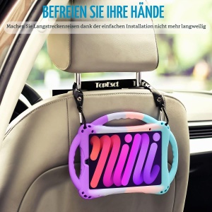 Husa de protectie TopEsct pentru iPad Mini 6, roz si turcoaz, silicon rezistent - Img 7