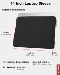 Husa laptop Lenovo 14 inch Neopren Fleece Negru Protectie premium - Img 6