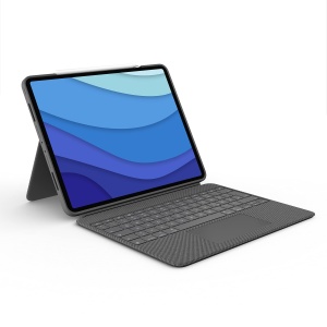 Husa pentru iPad Pro 12.9 inch Logitech Combo Touch - Pan QWERTY, Culoare Grau