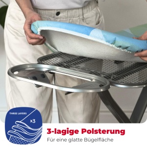 Husa pentru masa de calcat Vileda Premium 2in1, 110-130 cm, gri - Img 5