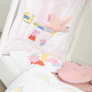 Husa pentru pat copii roba Peppa Pig 70 x 140 cm, cu 3 buzunare, lavabila - Img 5