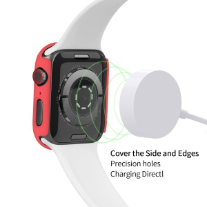 Husa rigida pentru ceas inteligent Apple 40 mm, protectie display din sticla, rosu - Img 3