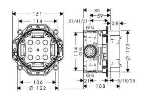 iBox universal hansgrohe - Grundkorper pentru instalare sub tencuiala, versatil, pentru toate seturile - Img 2