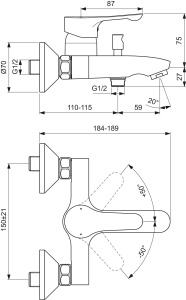 Ideal Standard BC654AA Robinet de baie expus Alpha - Img 2