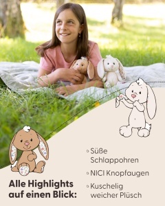Iepuras de Plus NICI 20cm, Culoare Crem, Ideal pentru Copii si Adulti - Img 4