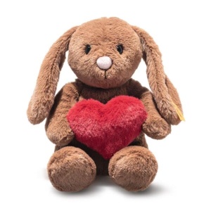 Iepuras de plus Steiff Hoppie Hase 16cm, culoare maro, cu inimioara
