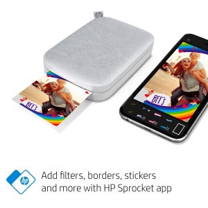 Imprimanta instantanee HP Sprocket 2x3" pentru smartphone-uri - Imprimanta color portabila, wireless - Hartie foto zincata cu suport adeziv - Imprimati de pe dispozitive iOS si Android compatibile prin aplicatia Bluetooth - Luna Pearl - Img 3