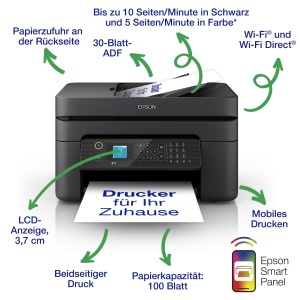 Imprimanta multifunctionala Epson Workforce WF-2930DWF, A4, wireless, compacta - Img 2