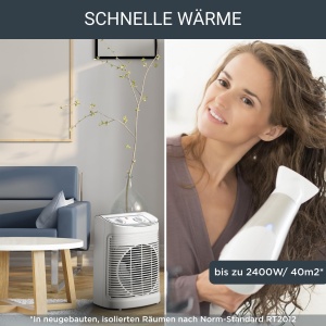 Incalzitor cu ventilator Rowenta Instant Comfort Aqua, doua setari de caldura, functie ventilator, consum de energie reglabil, silentios, incalzitor electric, gri deschis, SO6510F2, 1200 - 2400w - Img 4