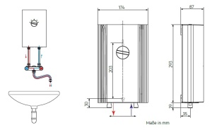 Incalzitor de apa electronic compact instantaneu AEG DDLE Kompakt OT 11/13 kW pentru bucatarie, Fabricat in Germania, conexiune de inalta tensiune 400 V, potrivit pentru montare solara, montare peste masa, testat VDE, 232793 - Img 4