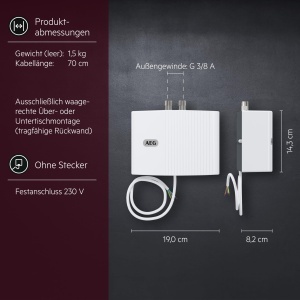Incalzitor de apa instantaneu AEG MTH 440, 4,4 kW, pentru chiuveta - Img 6