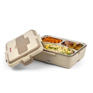 Incalzitor electric de alimente Girmi SC03 Vivandiere Big cu 3 compartimente din otel inoxidabil, inchidere etansa, incalzeste si mentine cald, bej/maro - Img 3