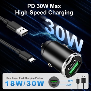 Incarcator Auto USB C Elzle, 30W PD si 18W QC3.0, Dual Port - Img 2