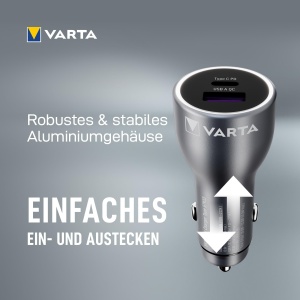 Incarcator auto VARTA 45 W, 2 porturi, design din aluminiu - Img 7