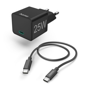 Incarcator rapid Hama cu cablu USB-C, 25W, 1,5m, negru