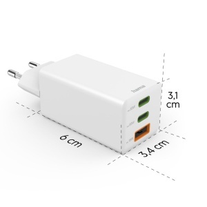 Incarcator rapid Hama USB, 65W, 3 porturi, Alb - Img 3