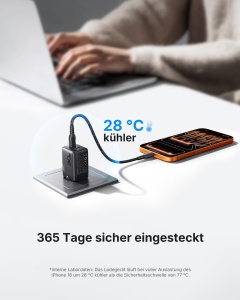 Incarcator rapid INIU 30W USB-C cu cablu de 1,5m, 2 porturi, negru - Img 4