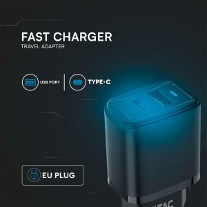 Incarcator rapid V-TAC 20W USB-C cu 2 porturi pentru iPhone si Samsung - Img 8