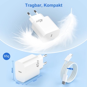 Incarcator rapid YISH 45W USB C, compact, cu cablu tip C de 1m - Img 6