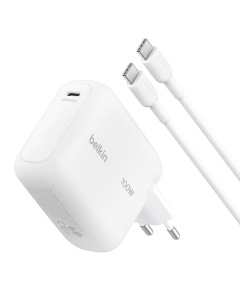 Incarcator USB C Belkin BoostCharge 100W, Alb, cu cablu de 1,5m
