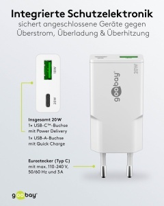 Incarcator USB-C GaN Dual 20W Alb - goobay 75730 - Img 7