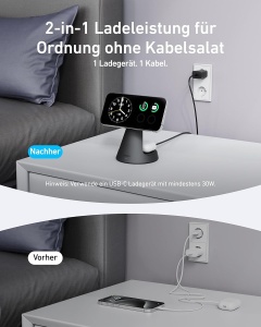 Incarcator wireless Anker MagGo 2-in-1, 15W, design elegant, compatibil cu iPhone si AirPods - Img 3