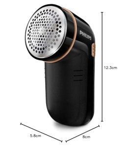 Indepartarea scame Philips pentru toate articolele de imbracaminte, indeparteaza pastilele mici, 2 setari de inaltime, functioneaza cu baterii (2 baterii Philips AA incluse), 8 x 12,3 x 5,8 cm, negru-auriu (GC026/80) - Img 6