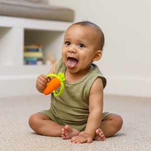 Infantino Lil Nibbles Silicon Beissring Carrot BPA Free pentru bebelusi - Img 2