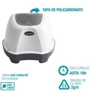 Intex 26662GS - Sistem de apa sarata Krystal generator de clor sarat pentru pompa de filtrare 1136-3785 lh pentru piscine mici de pana la 366 cm plast - Img 3