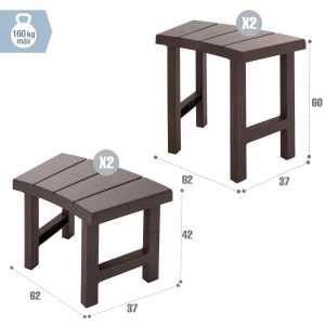 Intex 28515 - Banca pentru PureSpa Round 4 locuri 2 parti centrale 2 parti inalte plastic maro 40-62 cm - Img 4