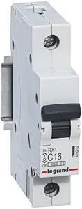 Intrerupator electric Legrand RX3, 16A, 1-pol, 6000A, IP20, gri