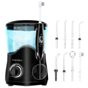 Irigator bucal TUREWELL 600 ml 10 trepte de presiune 8 duze multifunctionale Negru
