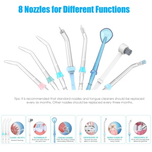 Irigator oral electric Sawgmore cu 10 niveluri de presiune si 8 duze, ata dentara profesionala pentru curatarea Zan, rezervor de apa de 600 ml, perfect pentru familie - Img 4
