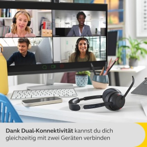 Jabra Evolve2 55 - Casti stereo fara fir cu statie de incarcare Air Comfort - Microfoane cu anulare a zgomotului si ANC - Certificat MS Teams, compatibil cu alte platforme - Negru - Img 7