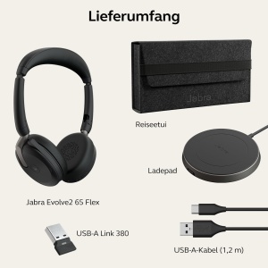 Jabra Evolve2 65 Flex - Casti Bluetooth stereo fara fir cu tehnologie de anulare a zgomotului Jabra ClearVoice si ANC hibrid - Compatibil cu platformele UC de top - Negru - Img 9