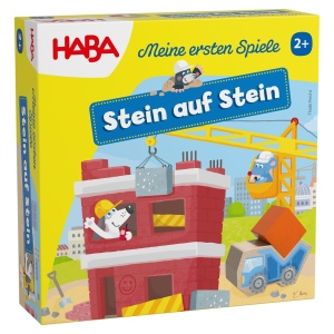 Joc de construit HABA Stein auf Stein cu 12 piese si muldenkipper pentru 1-4 copii