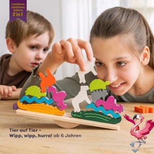 Joc de echilibru HABA Tier auf Tier Deluxe 30 animale colorate din lemn - Img 4