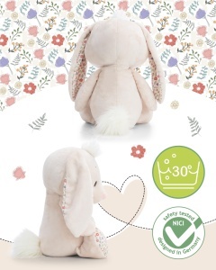 Jucarie de plus NICI Hase 50cm - bej, cu detalii florale - Img 5