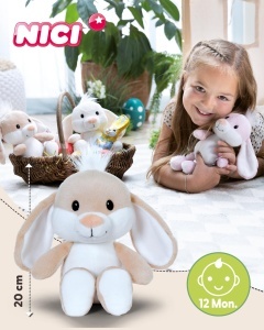 Jucarie de plus NICI Iepuras Happy 62676 20 cm maro deschis material reciclabil cadou ideal - Img 3