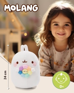 Jucarie de plus NICI Molang 61165 cu floare curcubeu alb in cutie cadou - Img 2