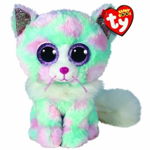 Jucarie de Plus Ty Beanie Buddy Opal Pisica 24 cm Verde cu Roz