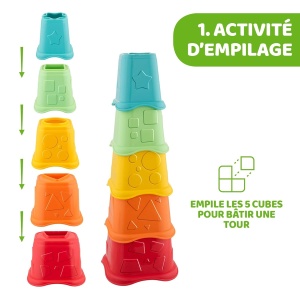 Jucarie de Sortare Chicco 2 in 1 cu 5 Becheri si 5 Forme Colorate - Img 3