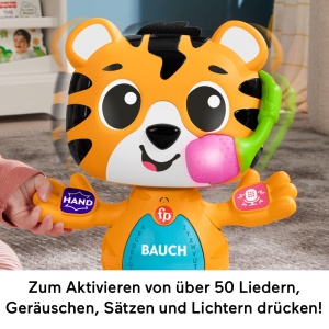 Jucarie interactiva pentru bebelusi Fisher-Price Beat Bande Tiger Justin, cu sunete si lumini - Img 4