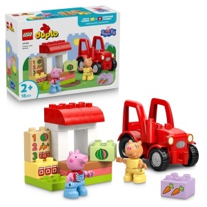 Jucarie LEGO DUPLO Peppa Wutz Traktor si Stand de Piata, 18 piese, cu 2 figurine