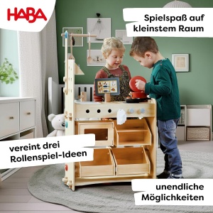 Jucarie multifunctionala HABA Creative Play 3 in 1 - Bucatarie, Magazin si Atelier - Lemn durabil - Img 7