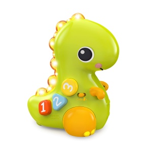 Jucarie pentru bebelusi Bright Starts Go, Go Dino, Multicolor, cu muzica si lumini