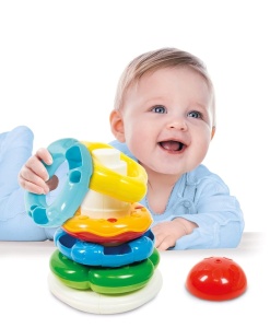 Jucarie pentru bebelusi Clementoni Bunte Stapelringe - 5 inele colorate din plastic reciclat - Img 2