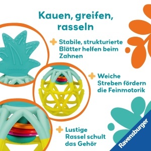 Jucarie pentru bebelusi Ravensburger 4869 Rassel-Greifling Ananas, Silicon, Multicolor - Img 4