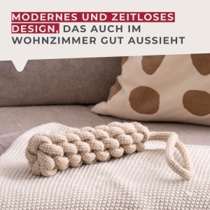 Jucarie pentru caini Fackelmann Seil 40 cm, Culoare Bej, Din Bumbac Rezistent - Img 7